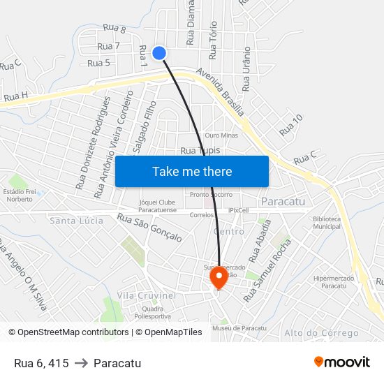 Rua 6, 415 to Paracatu map