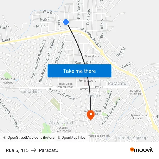 Rua 6, 415 to Paracatu map