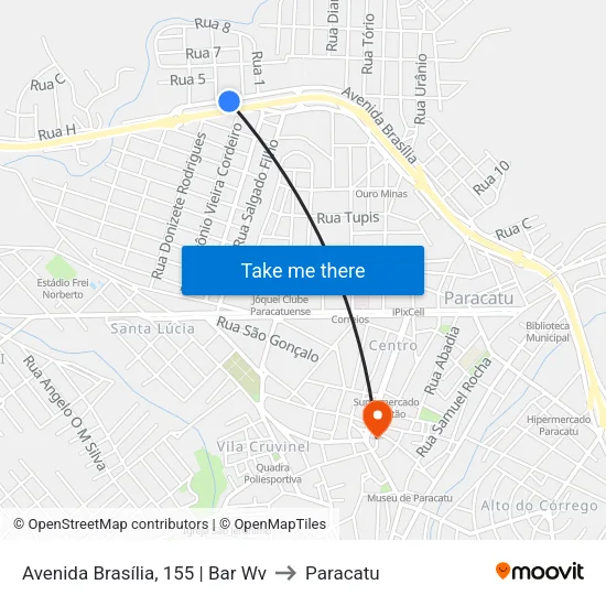 Avenida Brasília, 155 | Bar Wv to Paracatu map