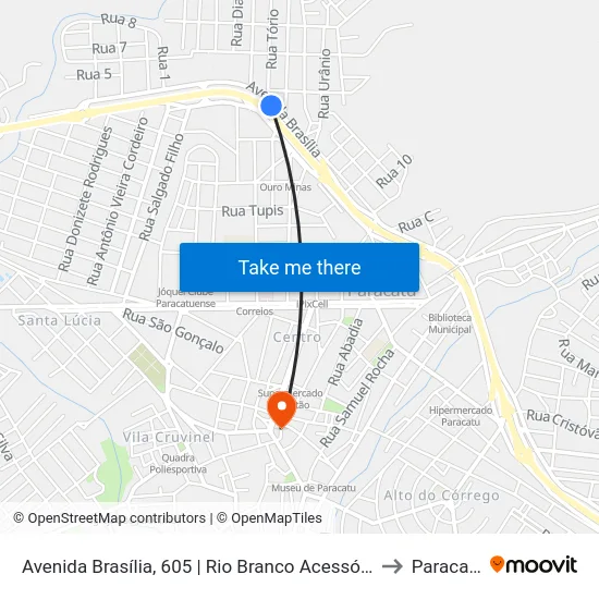 Avenida Brasília, 605 | Rio Branco Acessórios to Paracatu map