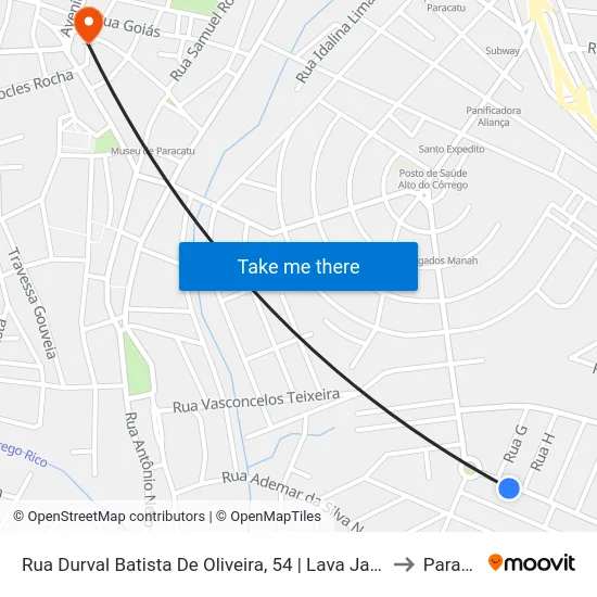 Rua Durval Batista De Oliveira, 54 | Lava Jato Vila Mariana to Paracatu map
