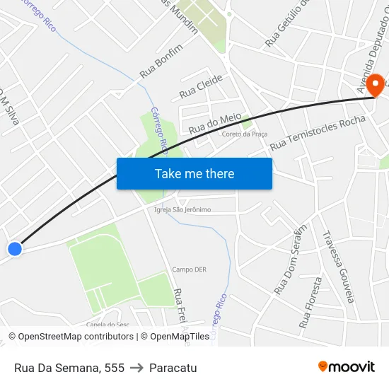 Rua Da Semana, 555 to Paracatu map