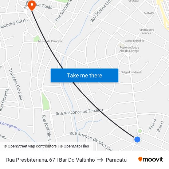 Rua Presbiteriana, 67 | Bar Do Valtinho to Paracatu map