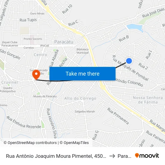 Rua Antônio Joaquim Moura Pimentel, 450 | Posto De Saúde to Paracatu map