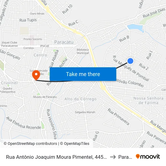 Rua Antônio Joaquim Moura Pimentel, 445 | Posto De Saúde to Paracatu map