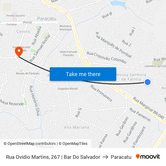Rua Ovídio Martins, 267 | Bar Do Salvador to Paracatu map