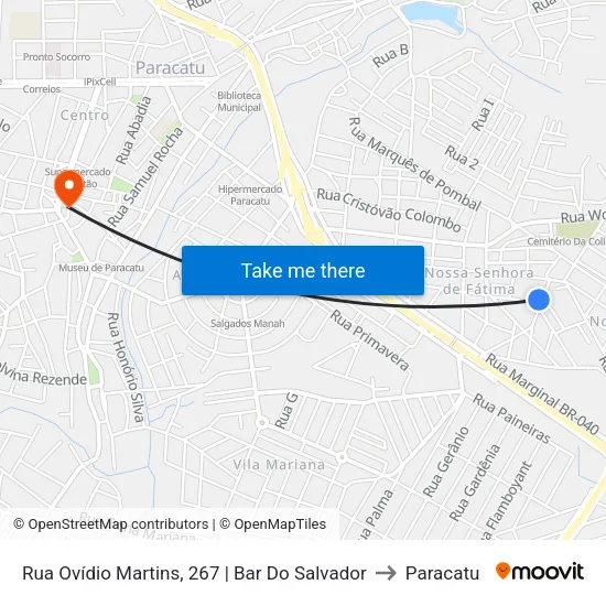 Rua Ovídio Martins, 267 | Bar Do Salvador to Paracatu map