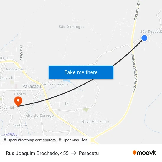 Rua Joaquim Brochado, 455 to Paracatu map