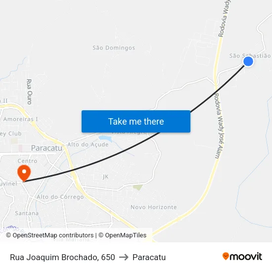 Rua Joaquim Brochado, 650 to Paracatu map