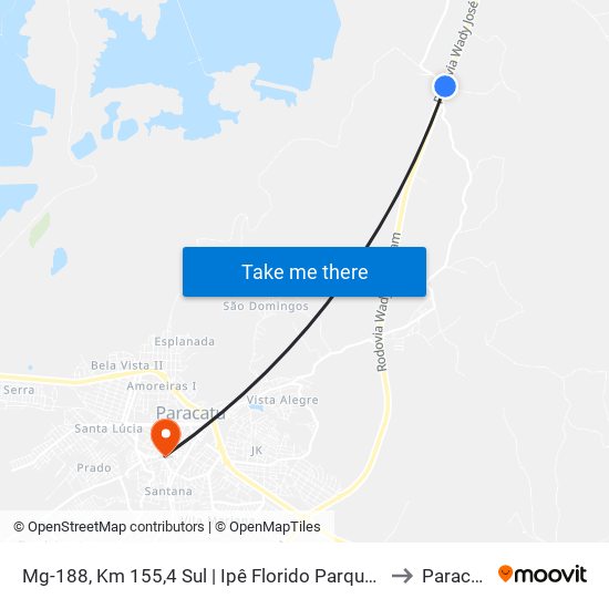 Mg-188, Km 155,4 Sul | Ipê Florido Parque Hotel to Paracatu map