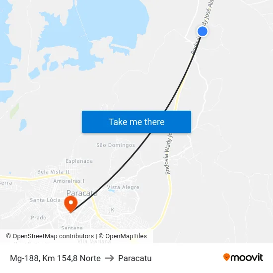 Mg-188, Km 154,8 Norte to Paracatu map