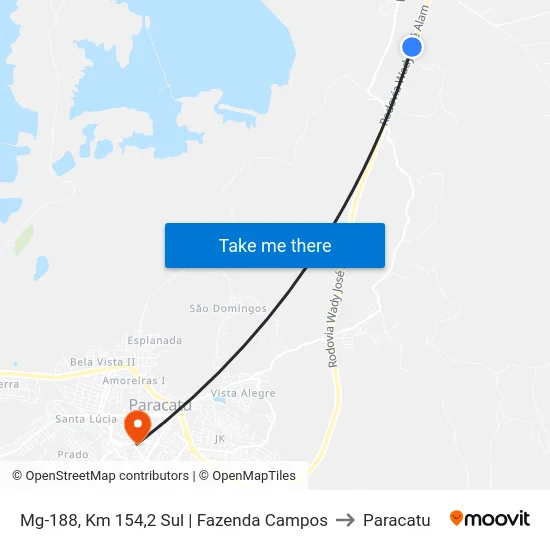 Mg-188, Km 154,2 Sul | Fazenda Campos to Paracatu map