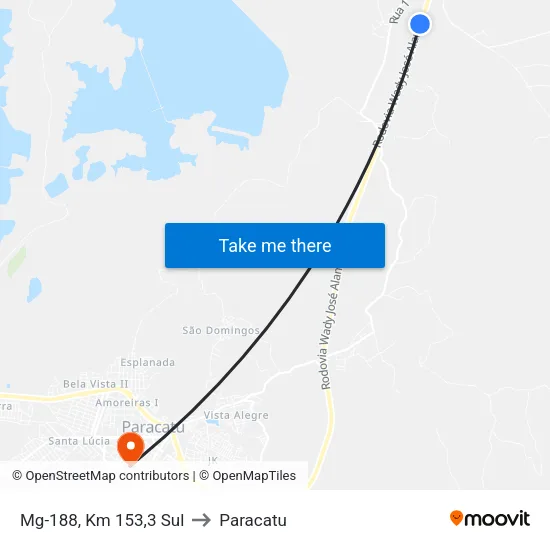 Mg-188, Km 153,3 Sul to Paracatu map