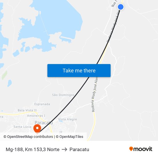 Mg-188, Km 153,3 Norte to Paracatu map