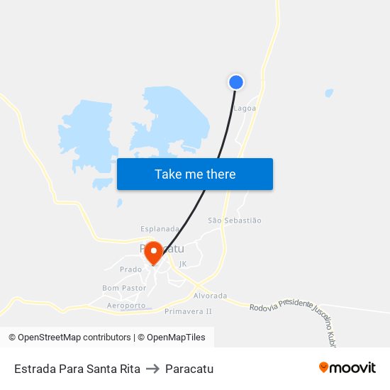 Estrada Para Santa Rita to Paracatu map