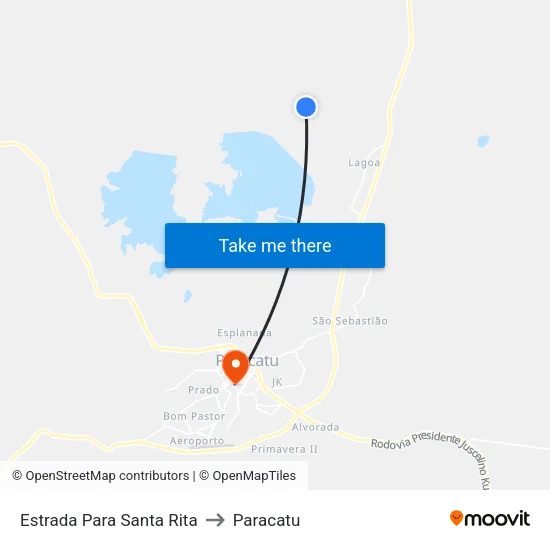 Estrada Para Santa Rita to Paracatu map