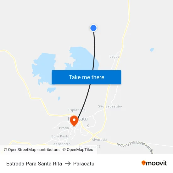 Estrada Para Santa Rita to Paracatu map