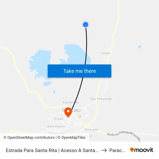 Estrada Para Santa Rita | Acesso A Santa Rita to Paracatu map