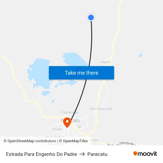 Estrada Para Engenho Do Padre to Paracatu map