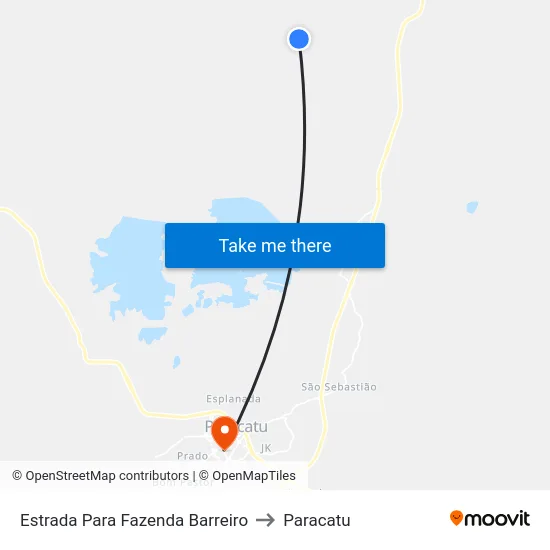 Estrada Para Fazenda Barreiro to Paracatu map