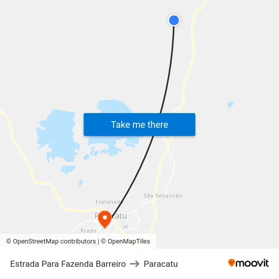 Estrada Para Fazenda Barreiro to Paracatu map