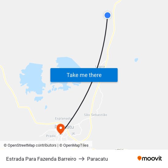 Estrada Para Fazenda Barreiro to Paracatu map