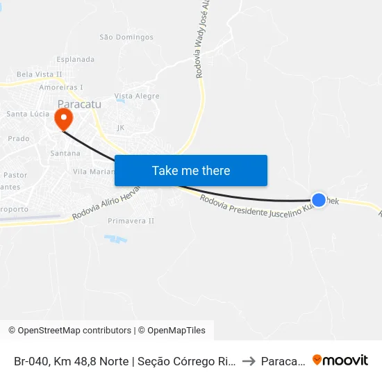 Br-040, Km 48,8 Norte | Seção Córrego Rico to Paracatu map