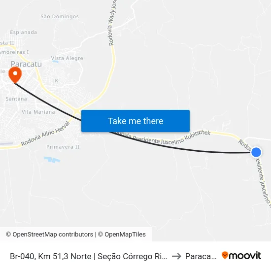 Br-040, Km 51,3 Norte | Seção Córrego Rico to Paracatu map