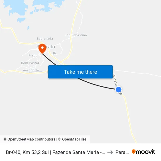 Br-040, Km 53,2 Sul | Fazenda Santa Maria - Seção Córrego Rico to Paracatu map