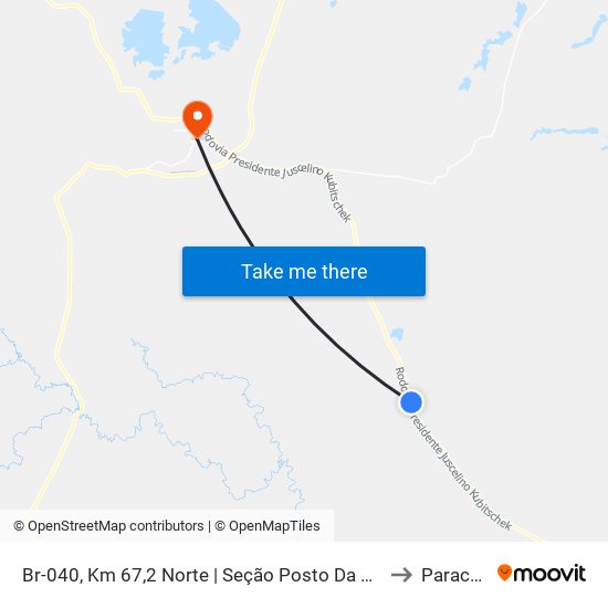 Br-040, Km 67,2 Norte | Seção Posto Da Sombra to Paracatu map