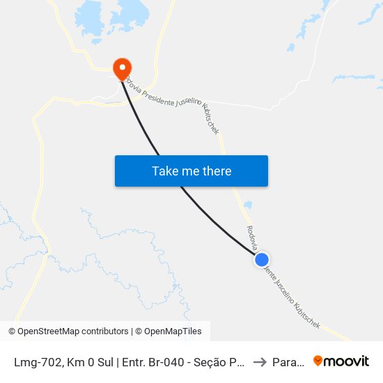 Lmg-702, Km 0 Sul | Entr. Br-040 - Seção Posto Da Sombra to Paracatu map