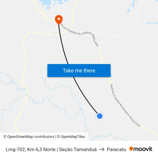 Lmg-702, Km 6,3 Norte | Seção Tamanduá to Paracatu map