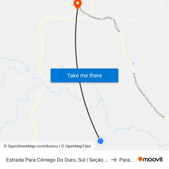 Estrada Para Córrego Do Ouro, Sul | Seção Morro Agudo to Paracatu map