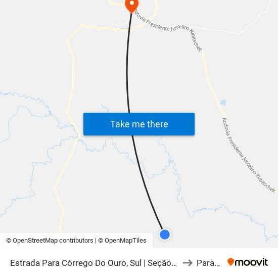 Estrada Para Córrego Do Ouro, Sul | Seção Morro Agudo to Paracatu map