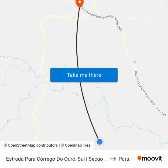 Estrada Para Córrego Do Ouro, Sul | Seção Morro Agudo to Paracatu map