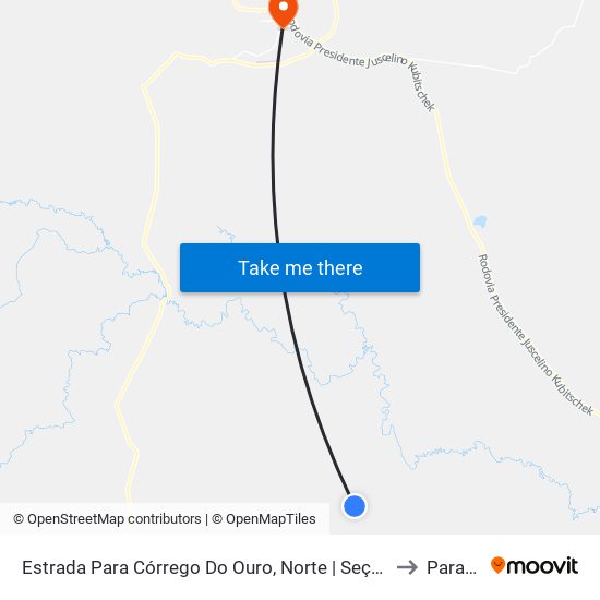 Estrada Para Córrego Do Ouro, Norte | Seção Morro Agudo to Paracatu map