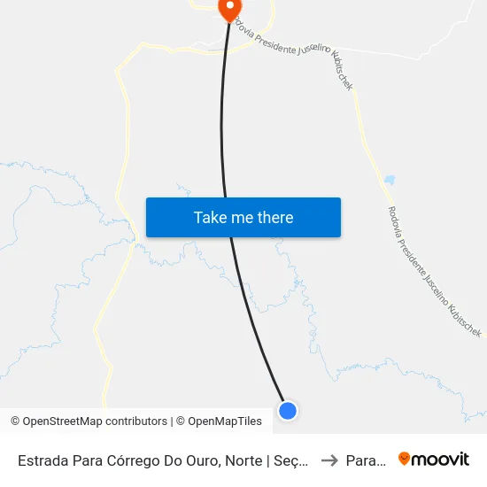 Estrada Para Córrego Do Ouro, Norte | Seção Morro Agudo to Paracatu map