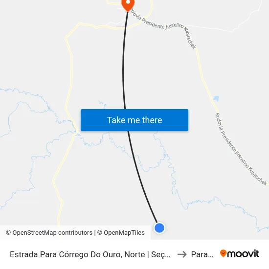 Estrada Para Córrego Do Ouro, Norte | Seção Morro Agudo to Paracatu map