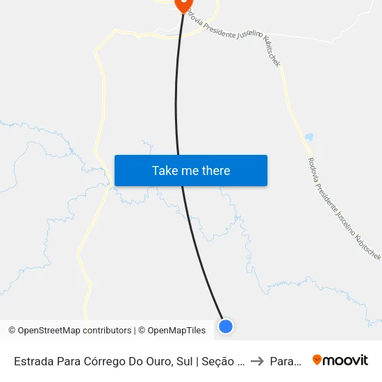Estrada Para Córrego Do Ouro, Sul | Seção Morro Agudo to Paracatu map