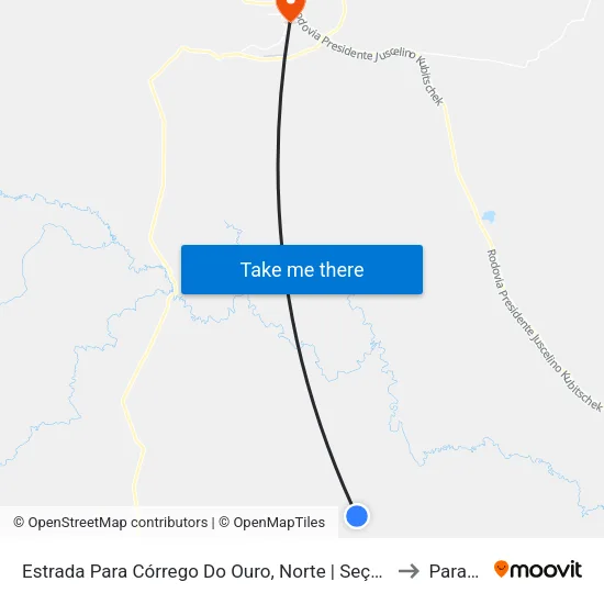 Estrada Para Córrego Do Ouro, Norte | Seção Morro Agudo to Paracatu map