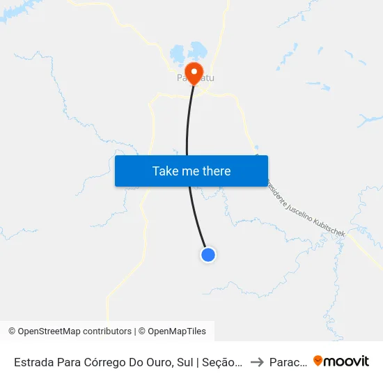 Estrada Para Córrego Do Ouro, Sul | Seção Maria Rosa to Paracatu map