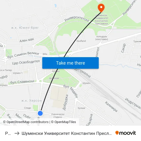 Рум to Шуменски Университет Константин Преславски map