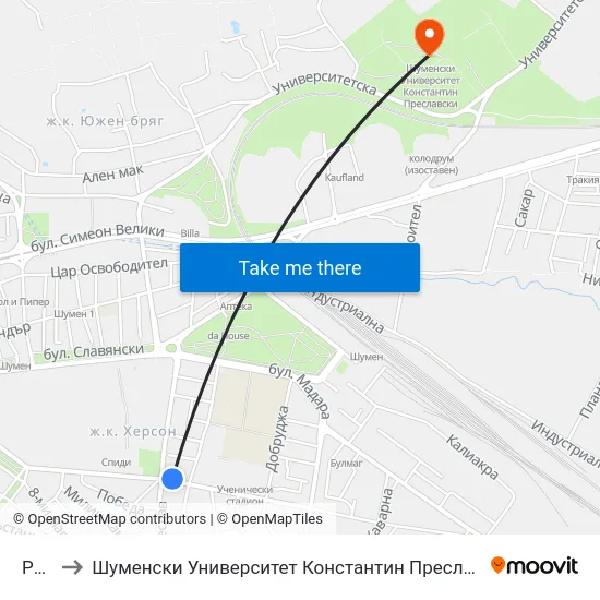 Рум to Шуменски Университет Константин Преславски map