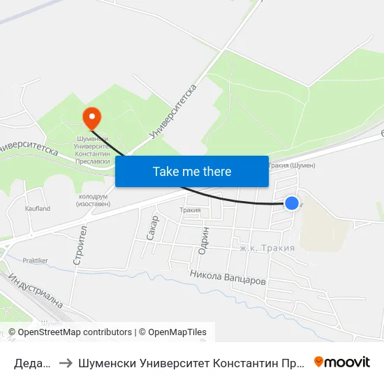Дедагач to Шуменски Университет Константин Преславски map