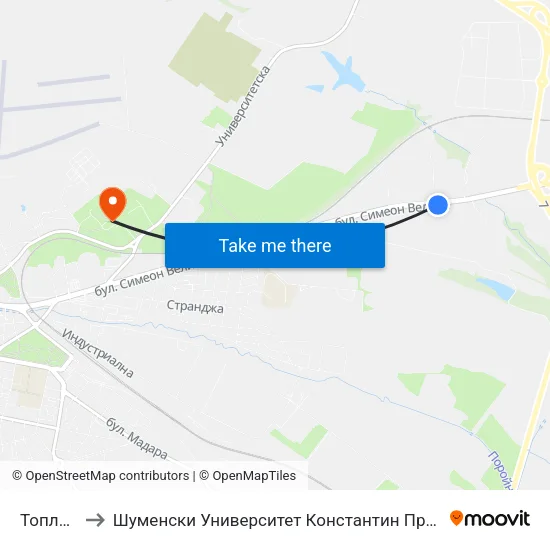 Топливо to Шуменски Университет Константин Преславски map