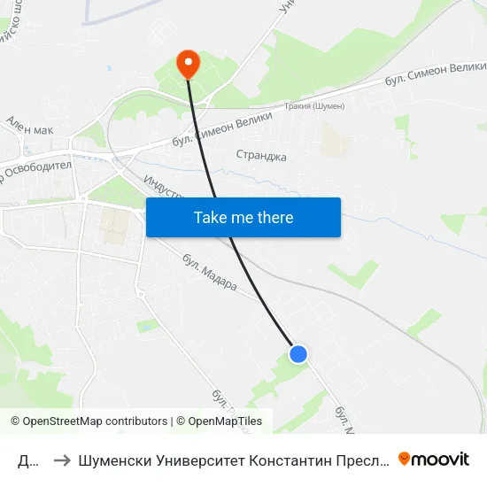 Дшп to Шуменски Университет Константин Преславски map