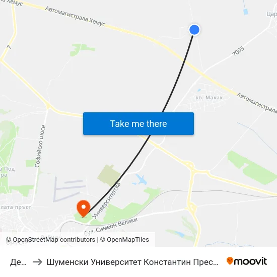 Депо to Шуменски Университет Константин Преславски map