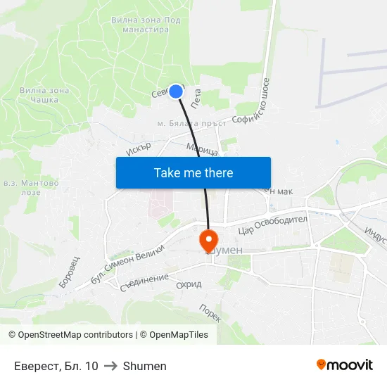 Еверест, Бл. 10 to Shumen map