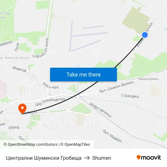 Централни Шуменски Гробища to Shumen map