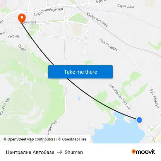 Централна Автобаза to Shumen map